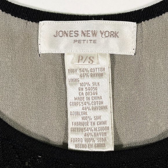 Jones New York Black Sparkles Petite Top Size P/S - Picture 3 of 8
